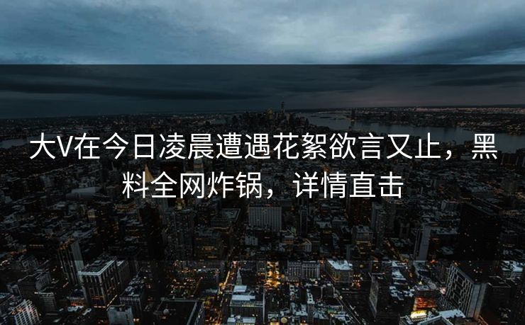 大V在今日凌晨遭遇花絮欲言又止，黑料全网炸锅，详情直击